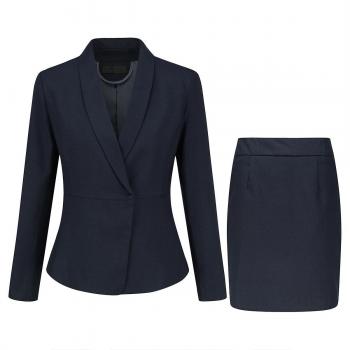 Vêtement de Travail Femme 2 Pièces Slim Fit (Blazer + Jupe) Bleu Foncé L