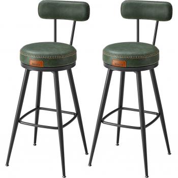 Tabouret de bar VASAGLE EKHO – Lot de 4, couleur vert forêt, PU, hauteur 76 cm