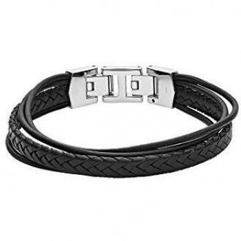 Fossil Pulsera de hombre en cuero negro JF03389040