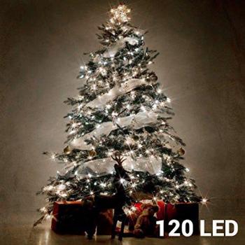 Luci di Natale a LED bianche per il giardino con 120 LED
