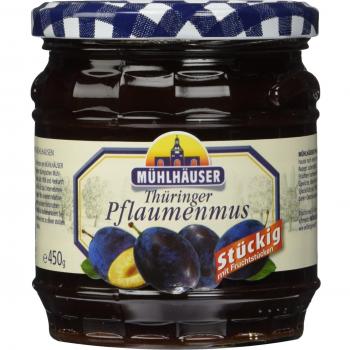 0x Mühlhäuser PFLAUMENMUS STÜCKIG Fruchtstückchen 450g Versand 0€