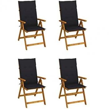Chaises de Terrasse Inclinables en Bois Acacia avec Coussins