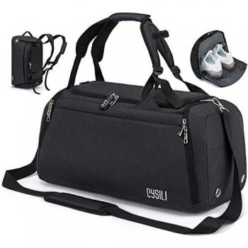 Sports Duffle Bag with Shoes Compartment and Wet Pocket, 42L Waterproo