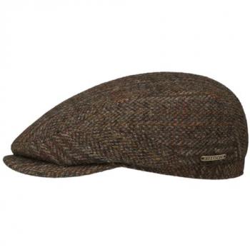 Harris Tweed Flat Cap by Stetson, Size 60 cm, Colour Brown
