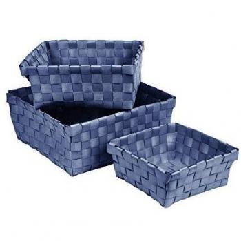 Paniers tressés en plastique indigo 14,5/18/21,5 cm