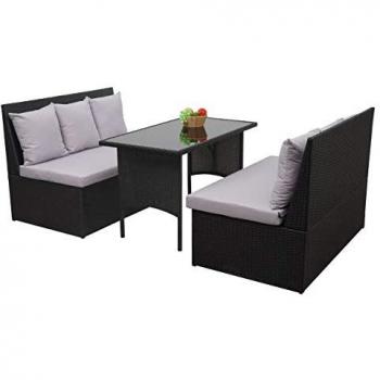 Poly-Rattan Gartenmöbel HWC-G16, Lounge-Garnitur mit 2x2er Sofa und Tisch