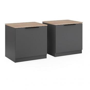 Set di 2 Comodini Betti Antracite 50x50 cm