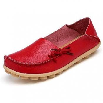 Rot A Eagsouni Damen Loafer-Slippers aus Leder – Größe 36 EU – Halbschuhe