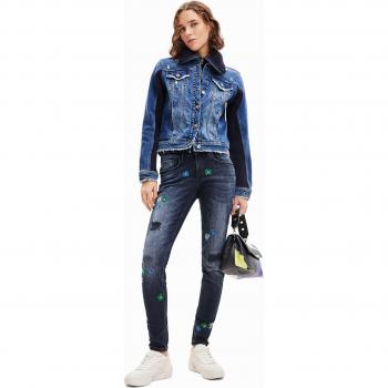 Jeans skinny brodé femme Desigual Push-up Denim BRUSELAS Bleu FR 36