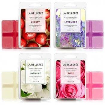 LA BELLEFÉE Rosa Soia Set Tart Profumate Cera Profumata Cera Naturale per Bruciare i Profumi, 24 Cubi Totali