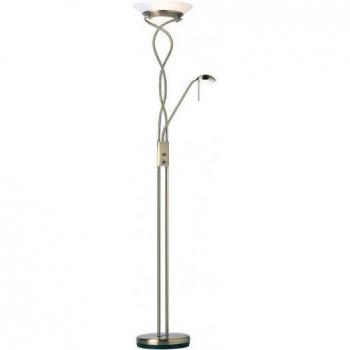Netlighting Monaco Mother and Child Floor Lamp Antique Brass Opal Glass G9