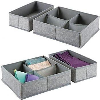 MDesign Set of 4 Drawer Dividers for Clothes, Underwear, Socks