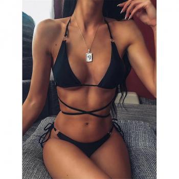 Maillot de bain femme noir criss cross été