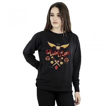 Harry Potter Women's Quidditch Golden Snitch Black Sweatshirt