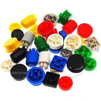 Échantillon de capuchons de boutons tactiles, divers modèles, 12x12x7.3mm, couleurs mixtes
