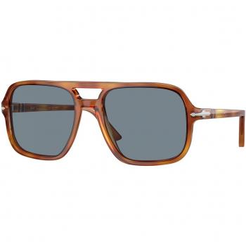 Persol Sunglasses Male Brown Size 55 MM Terra di Siena Blue Lens