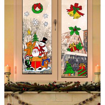 Vetrofania Natalizia con Motivi Natalizi Babbo Natale
