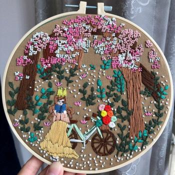 20cm Dream Wedding European Embroidery Kit with 3D Flower and Needlework