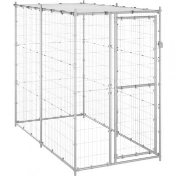Perrera de Exterior con Techo de Acero 110x220x180 cm