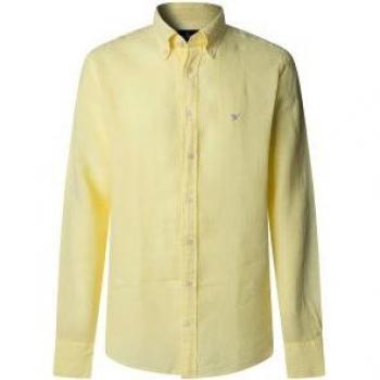 Camicia Hackett Ess GMD Linen a Maniche Lunghe Giallo Pallido S