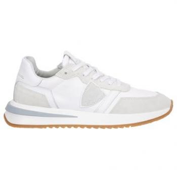 Philippe White Wide‑Sole Leather & Textile Sneaker – US9