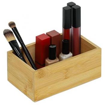 Caja de Almacenaje de Bambú, Dimensiones 6.5 x 16.5 x 10 cm, Uso en Oficina y Hogar