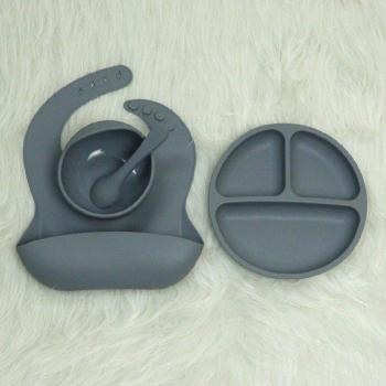 Silicone Baby Bibs with Plate, Bowl & Spoon – 4-Item Collection