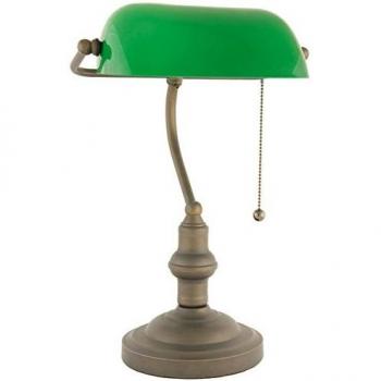 Lampe de Banquier 27x40 cm en vert marron, métal et verre – Clayre&Eef