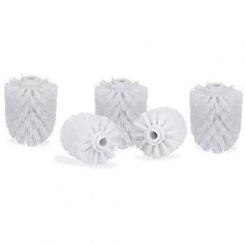 Replacement Toilet Brush Heads Set of 5, 12 mm Threads, 8 cm Diameter, White