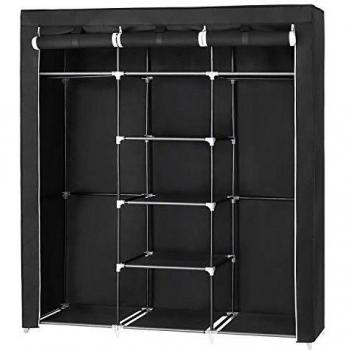 Armario de ropa textil plegable 3 secciones 150x45x175 cm