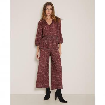 Pantalones de mujer estampados fluido Trucco con pernera ancha y cintura elástica