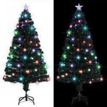 150 cm Pre-lit Christmas Tree with Fibre Optics