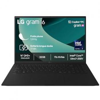 LG Gram 16Z90TL – PC noir, 16 écran, Core Ultra 7, 32 Go LPDDR5x, 1 To