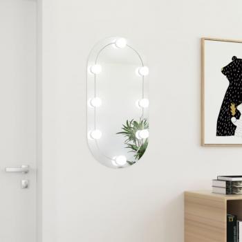 VidaXL Mirror with Integrated LED Lights, 31.5 x 15.7 inches, Glass, Oval