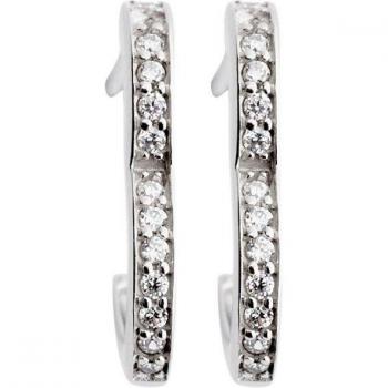 Heart Halo Pave Silver Earrings