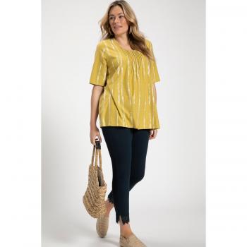Brown Plus Size Eco Cotton Mini Tie Dye Stripe V-Neck Tee, Size 16/18