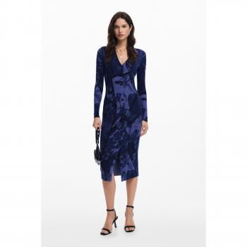 Desigual Women's Blue Printed Midi Dress, Size XL