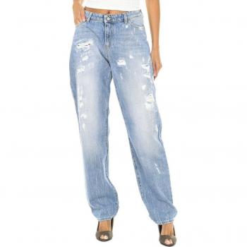 Pantalones tejanos rectos de Armani Jeans en color azul denim con acabado desgastado