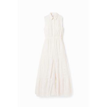 Desigual chemise robe longue brodée blanche XS pour femme