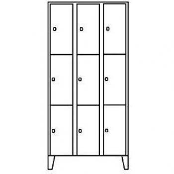 Armoire pour objets de valeur Wolf Vestiaire multicase 3 compartiments, 9 casiers, largeur 900 mm, gris clair