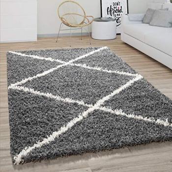 Couvre-murs shaggy, finition grise, tapis rond de 120 cm