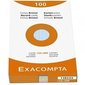 Étui refermable pour fiches bristol de 12,5 x 20 cm, ligné non perforé, couleurs assorties