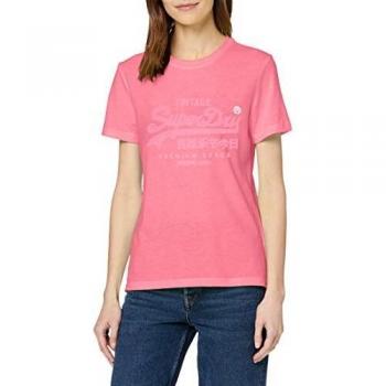 Rose Neon Pink T-Shirt from Superdry's Premium Goods Line, Size M for Women