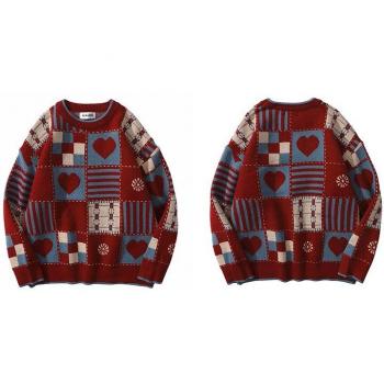 HipHop Heartprint Color Block Jumper