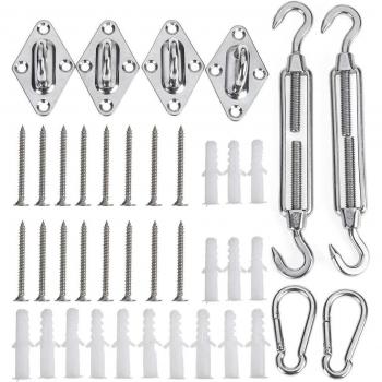 40Pcs Sun Shade Sail Hardware Kit with Pad Eyes and Turnbuckles