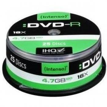 Intenso DVD‑R 16× Speed 4,7 GB – 25 Stück, kratzfest, Spindelspeicher