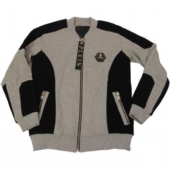 Philipp Plein Graue Lederjacke – Gangster‑Design, Size XXL, FW‑16 HM663314