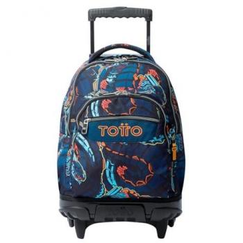 Mochila Escolar con Ruedas TOTTO Modelo Renglones Zord, Capacidad 26,21 Litros, Bolsillo para PC 14, Bolsillo para Botella, Correas en S para Mayor Comodidad, Res