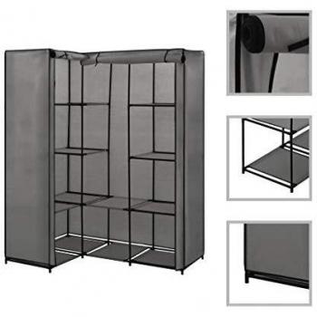 Grey Corner Wardrobe with the dimensions 130x87x169 cm from vidaXL
