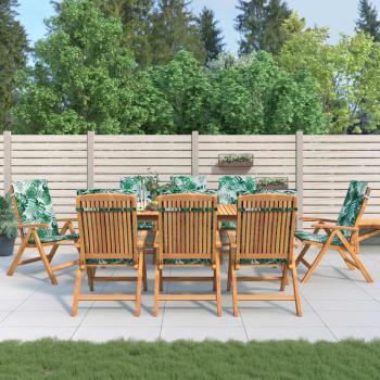 Chaise d'Extérieur Teck Solide, Inclinable, 8 Unités + Coussins